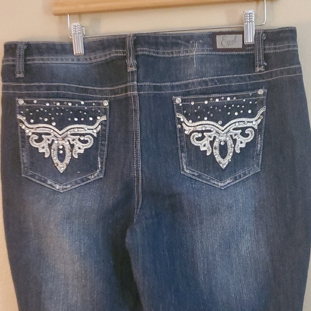 Earl Jeans Women's Straight Leg Dark Blue Denim Jeans - Picture 4 of 8